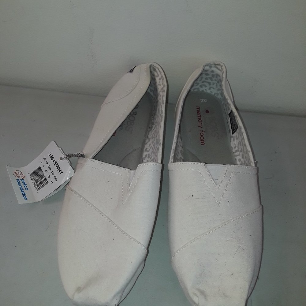 Skechers Bobs Women's Memory Foam Slip-On Shoes White 33645 Size 11